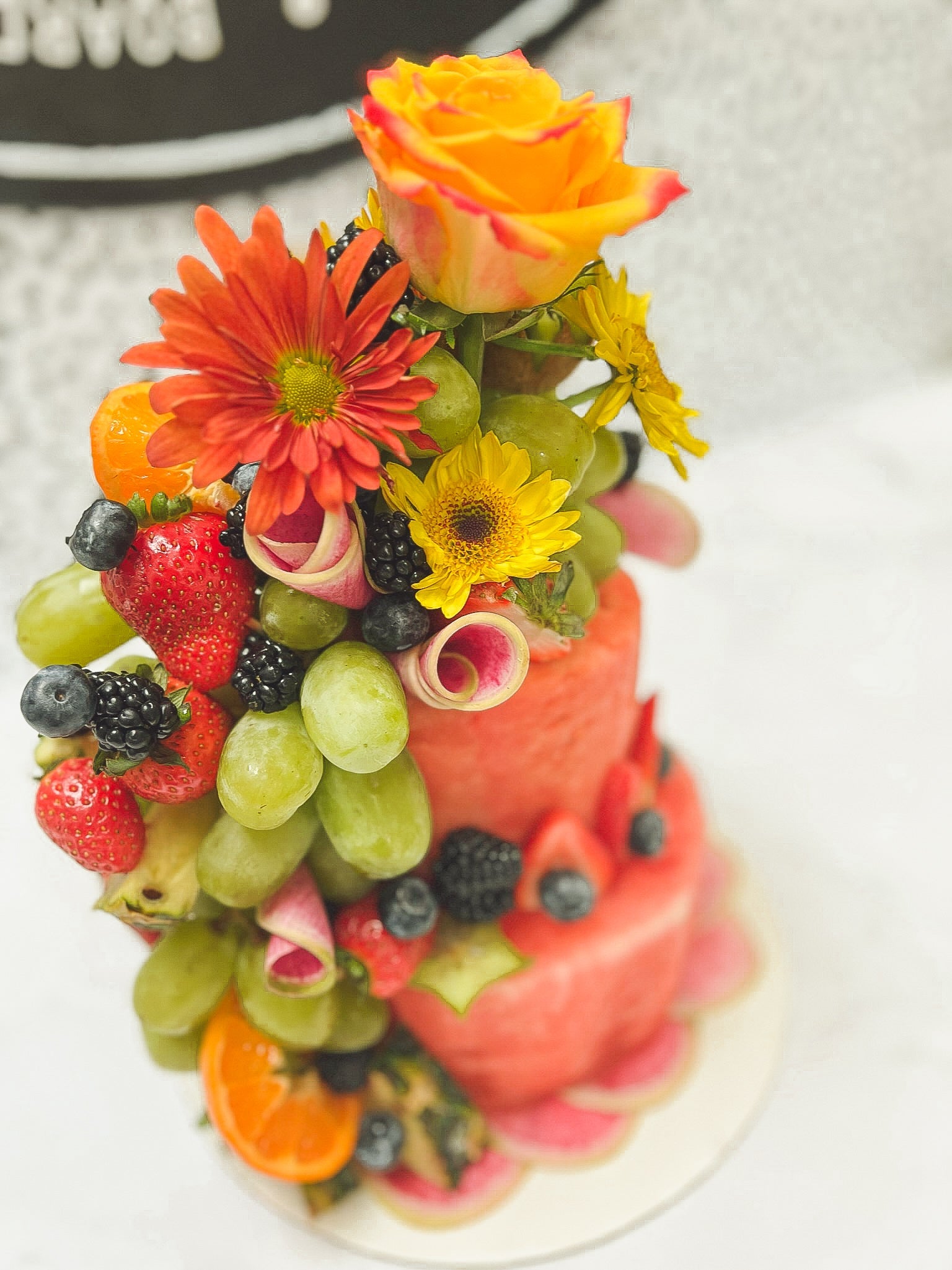 Watermelon Board Tiered Cake