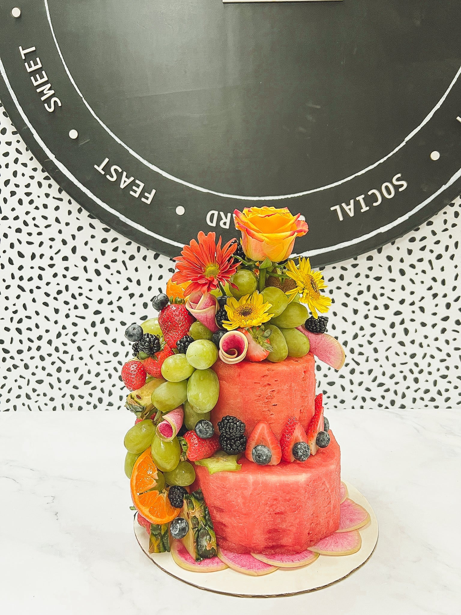 Watermelon Board Tiered Cake