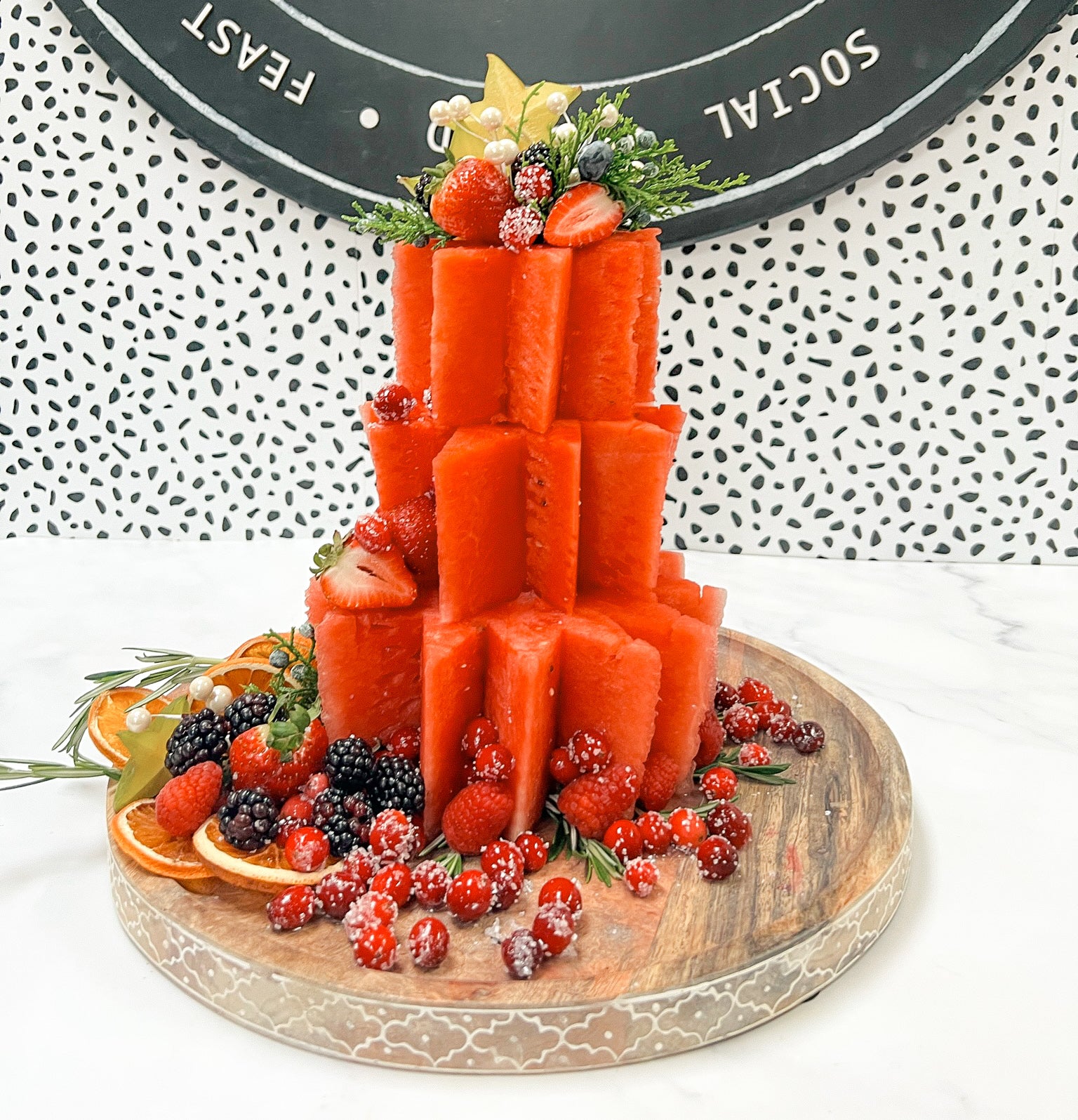 Good Tidings Watermelon Board Tiered Cake
