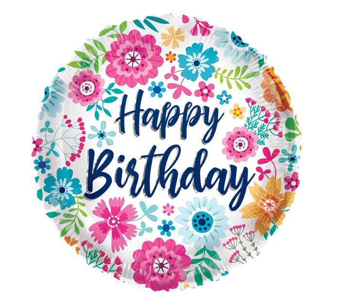 17" Pkg Birthday Bright Flowers Balloon