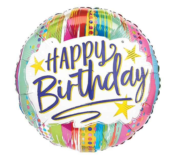 17" Pkg Birthday Painted Stripes Balloon